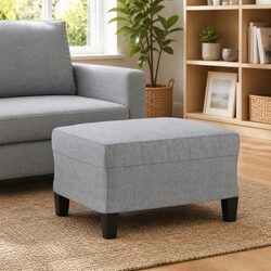 Light Grey Fabric Ottoman Footstool for Living Spaces
