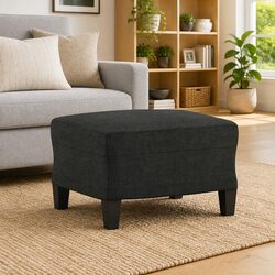Compact Black Fabric Footstool for Living Spaces