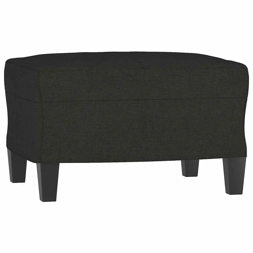 Footstool Black Fabric Compact Ottoman 60 x 50 x 41 cm Plywood Frame