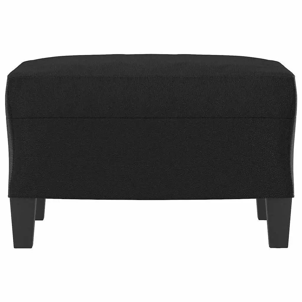 Footstool Black Faux Leather Ottoman 60 x 50 x 41 cm Plywood Frame