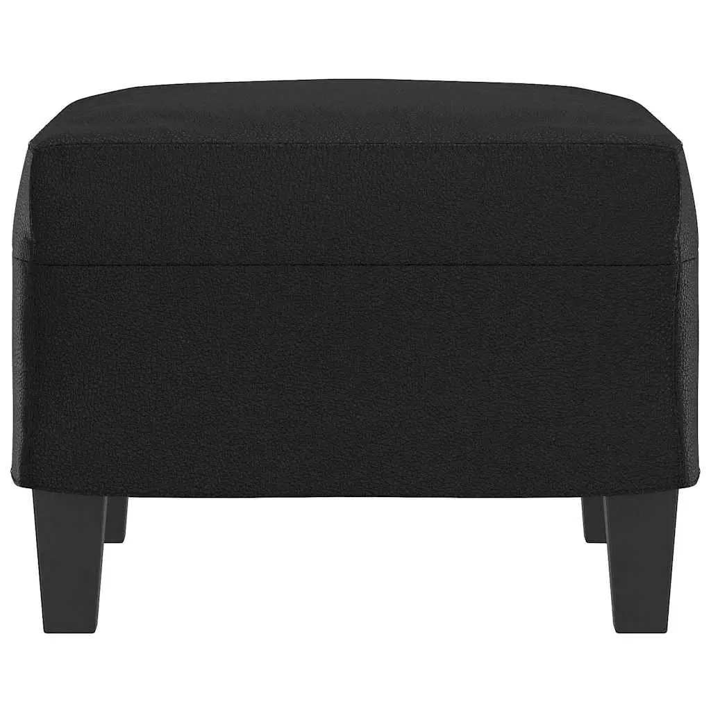 Footstool Black Faux Leather Ottoman 60 x 50 x 41 cm Plywood Frame