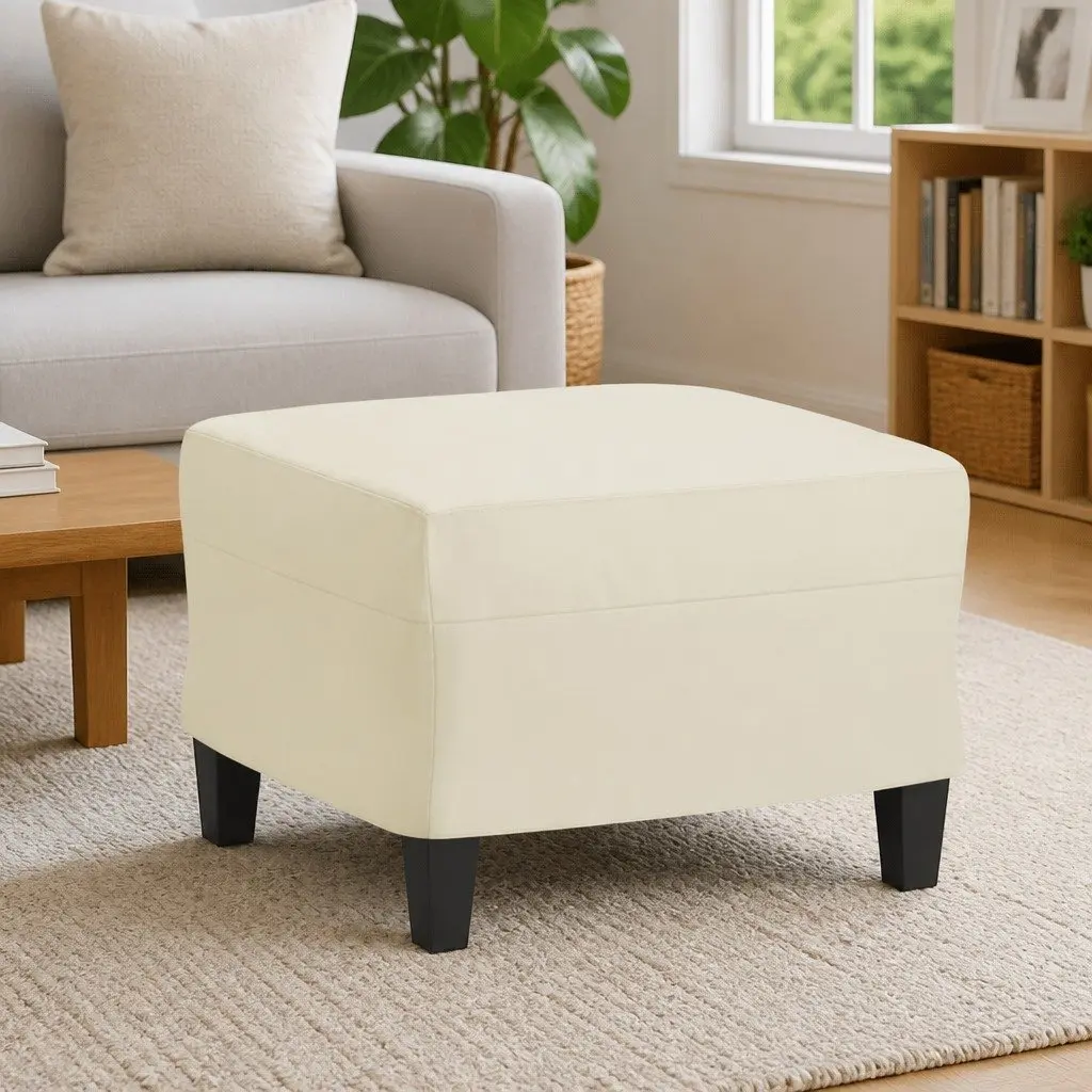 Cream Faux Leather Footstool for Living Spaces