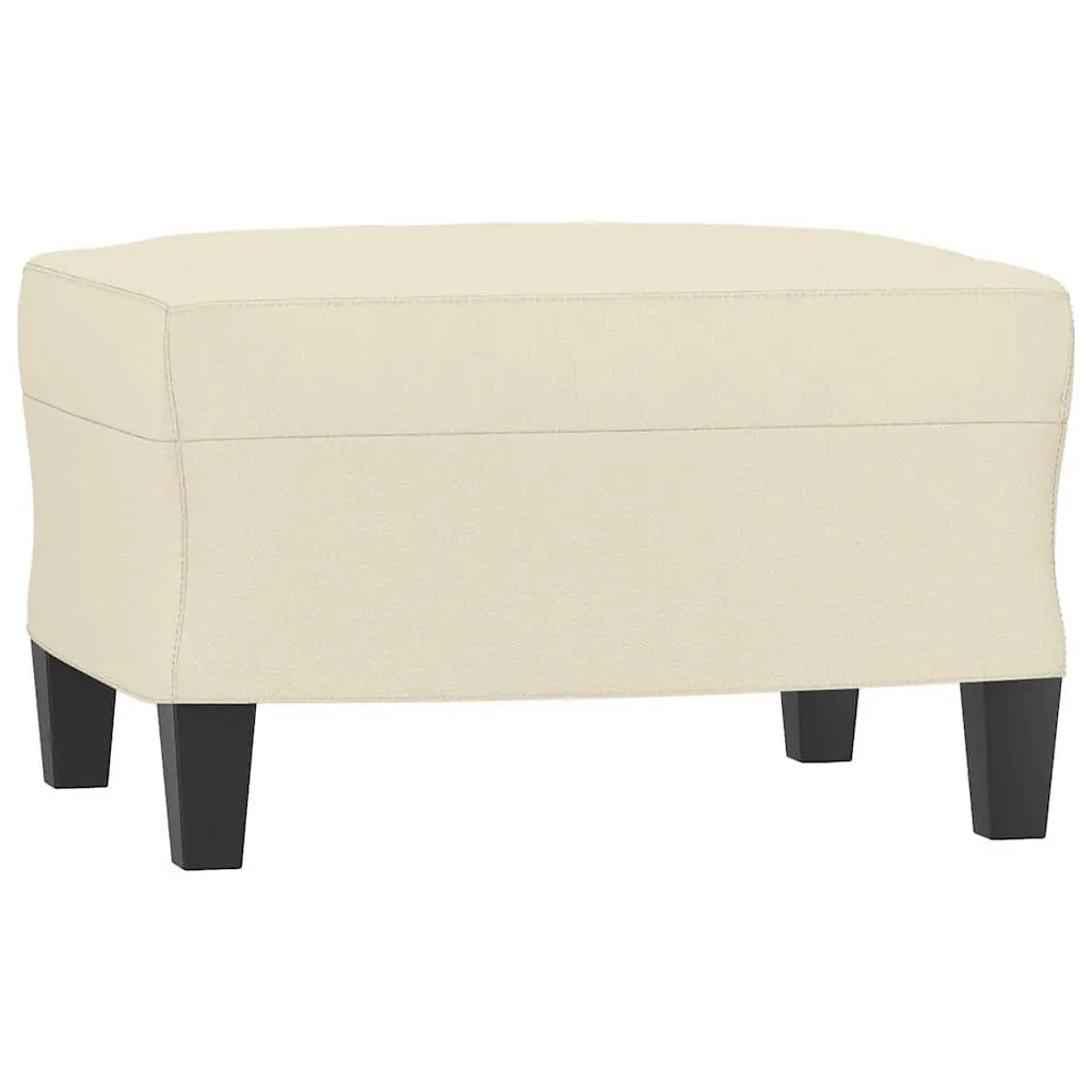 Footstool Cream Faux Leather Ottoman Compact Plywood