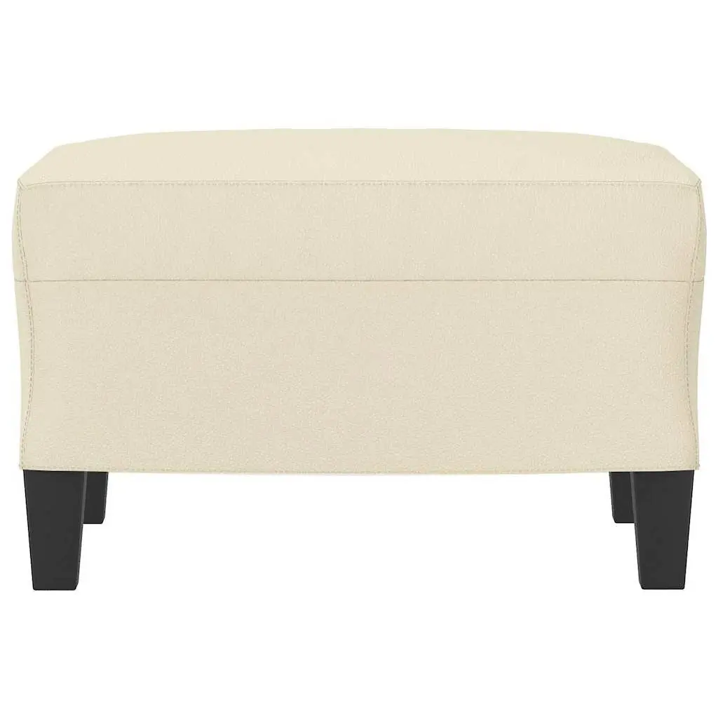 Footstool Cream Faux Leather Ottoman Compact Plywood