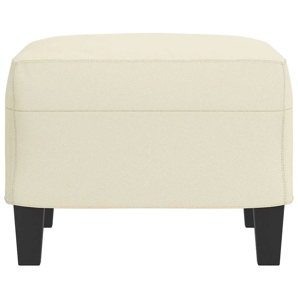 Footstool Cream Faux Leather Ottoman Compact Plywood