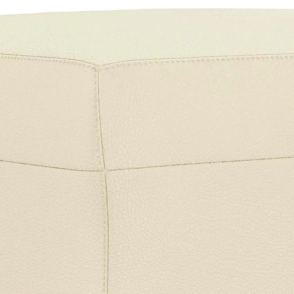 Footstool Cream Faux Leather Ottoman Compact Plywood