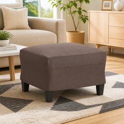 Compact Brown Faux Leather Ottoman for Living Spaces