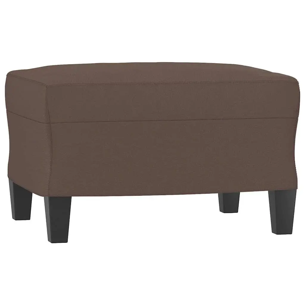 Footstool Brown Faux Leather Ottoman Compact Size Plywood Frame