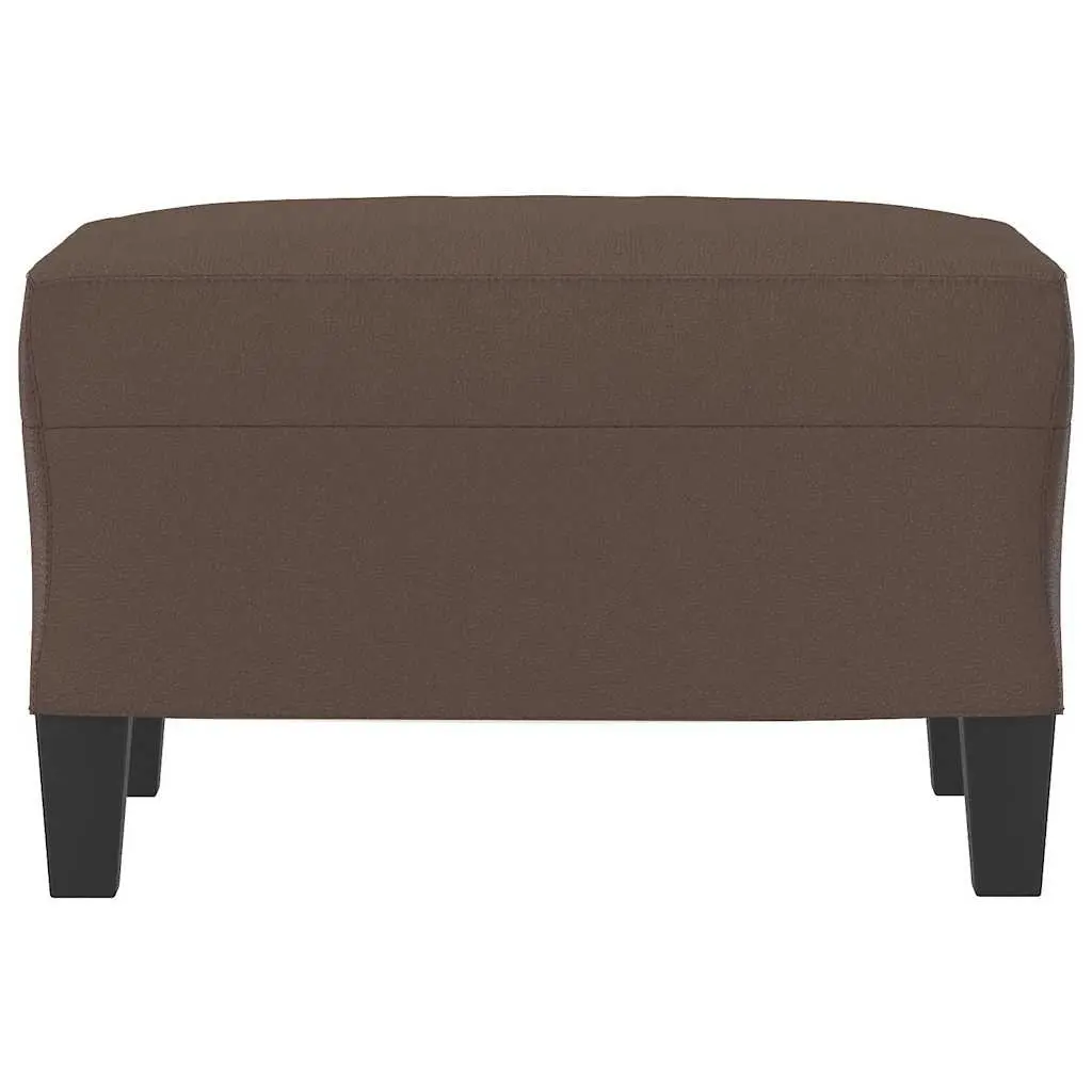 Footstool Brown Faux Leather Ottoman Compact Size Plywood Frame
