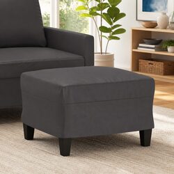Compact Grey Faux Leather Footstool for Modern Living