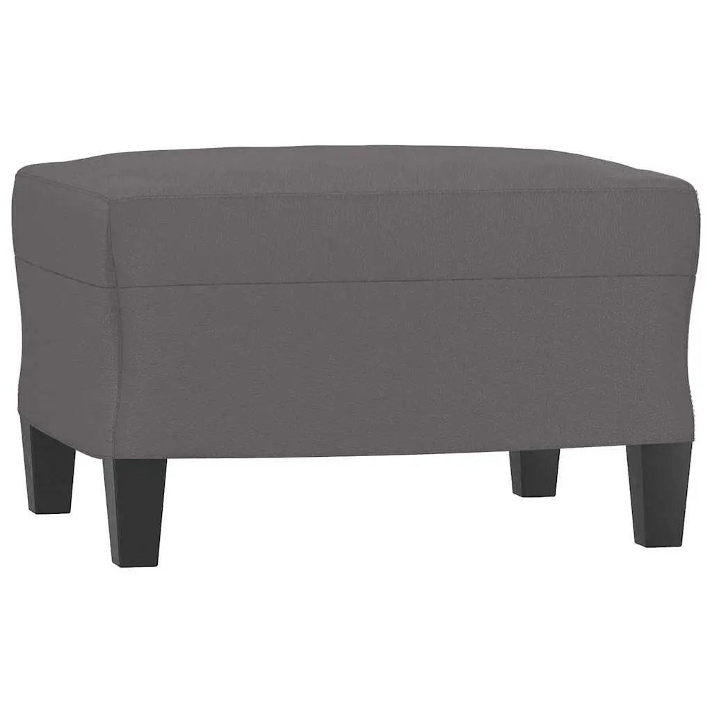 Footstool Grey Faux Leather Ottoman Compact Rest Stool Living Room Furniture