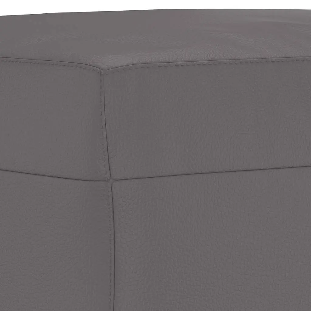 Footstool Grey Faux Leather Ottoman Compact Rest Stool Living Room Furniture