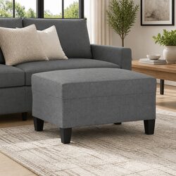 Dark Grey Fabric Ottoman Footrest for Living Rooms 70x55x41cm