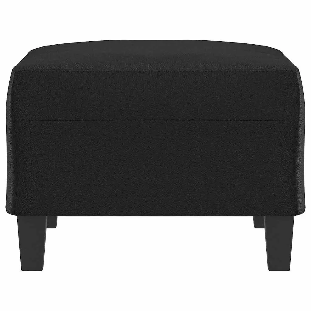 Footstool Black Faux Leather Ottoman Modern Compact Portable Furniture
