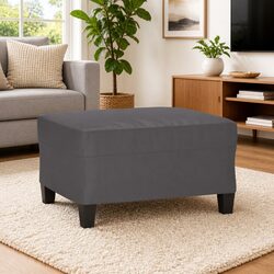 Compact Grey Faux Leather Footstool Ottoman
