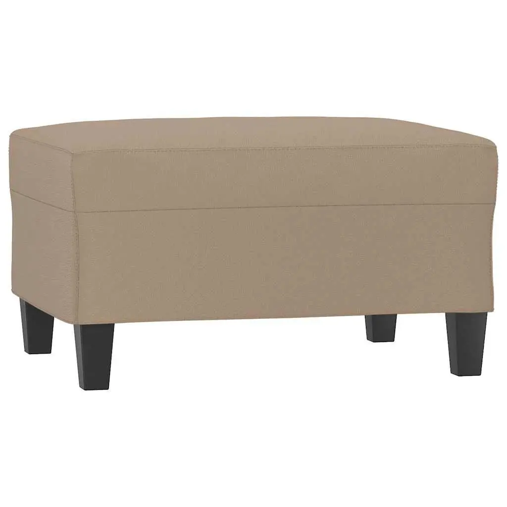 Footstool Brown Faux Leather Compact Ottoman Plywood Frame