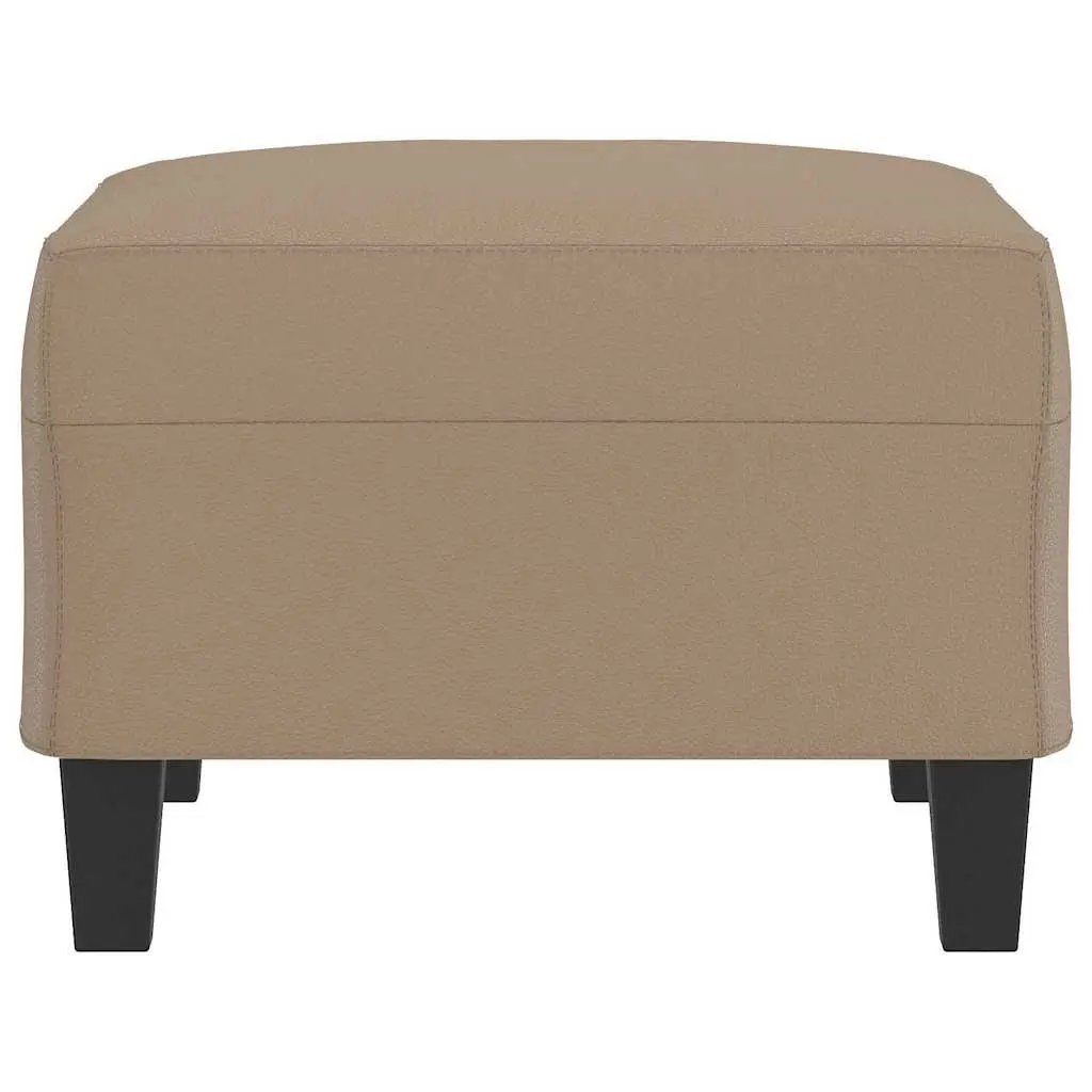 Footstool Brown Faux Leather Compact Ottoman Plywood Frame