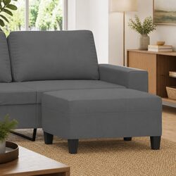 Compact Grey Microfibre Footstool Ottoman for Comfort