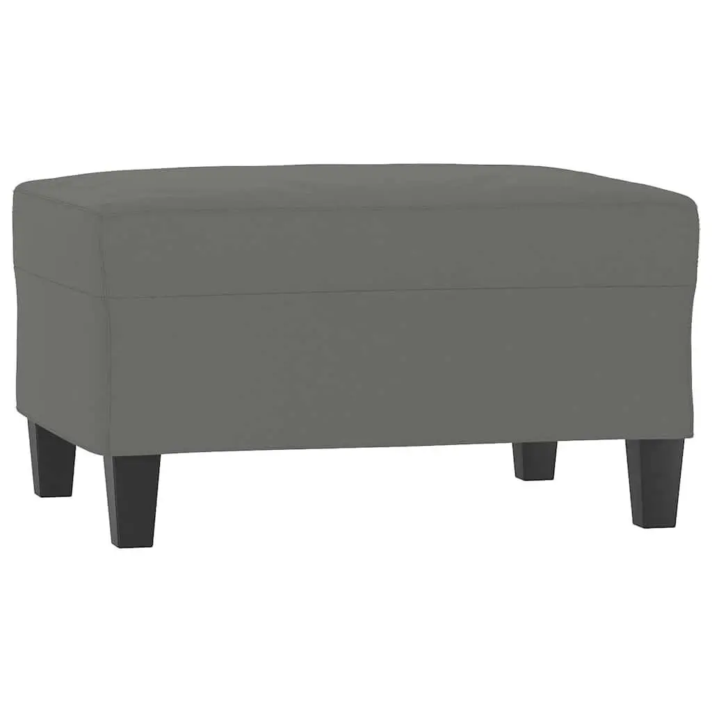 Grey Footstool Ottoman Compact Microfibre Fabric Resting Stool