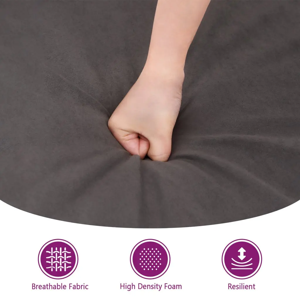 Grey Footstool Ottoman Compact Microfibre Fabric Resting Stool