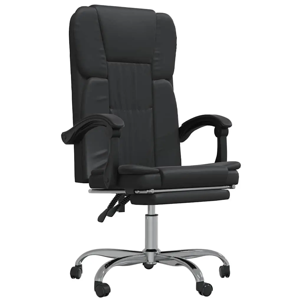 Black Faux Leather Reclining Office Chair