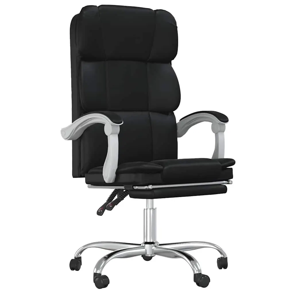 Reclining Office Chair Black Faux Leather Adjustable Backrest Height Swivel