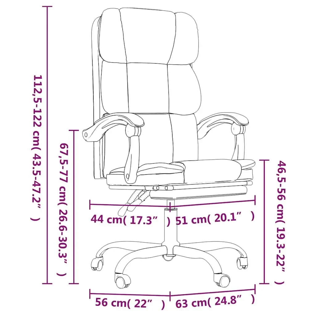 Reclining Office Chair Black Faux Leather Adjustable Backrest Height Swivel