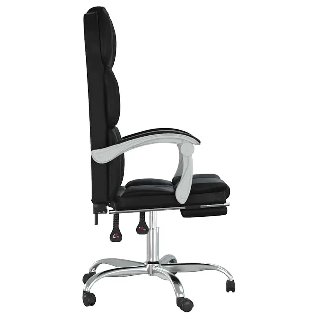 Reclining Office Chair Black Faux Leather Adjustable Backrest Height Swivel