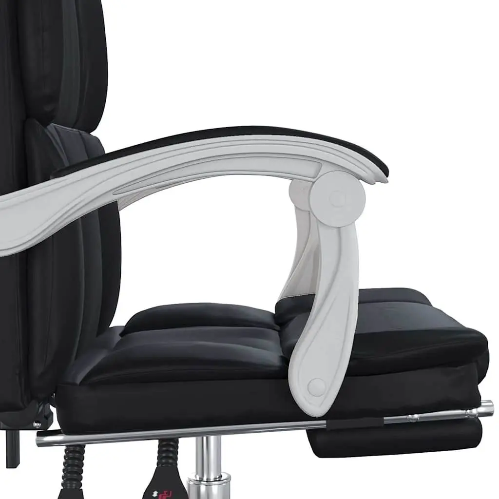 Reclining Office Chair Black Faux Leather Adjustable Backrest Height Swivel