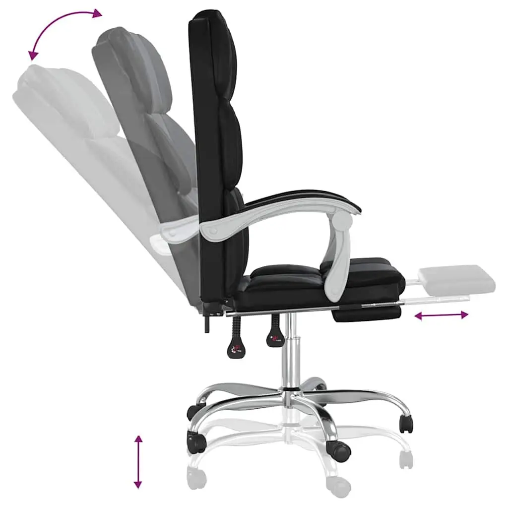Reclining Office Chair Black Faux Leather Adjustable Backrest Height Swivel