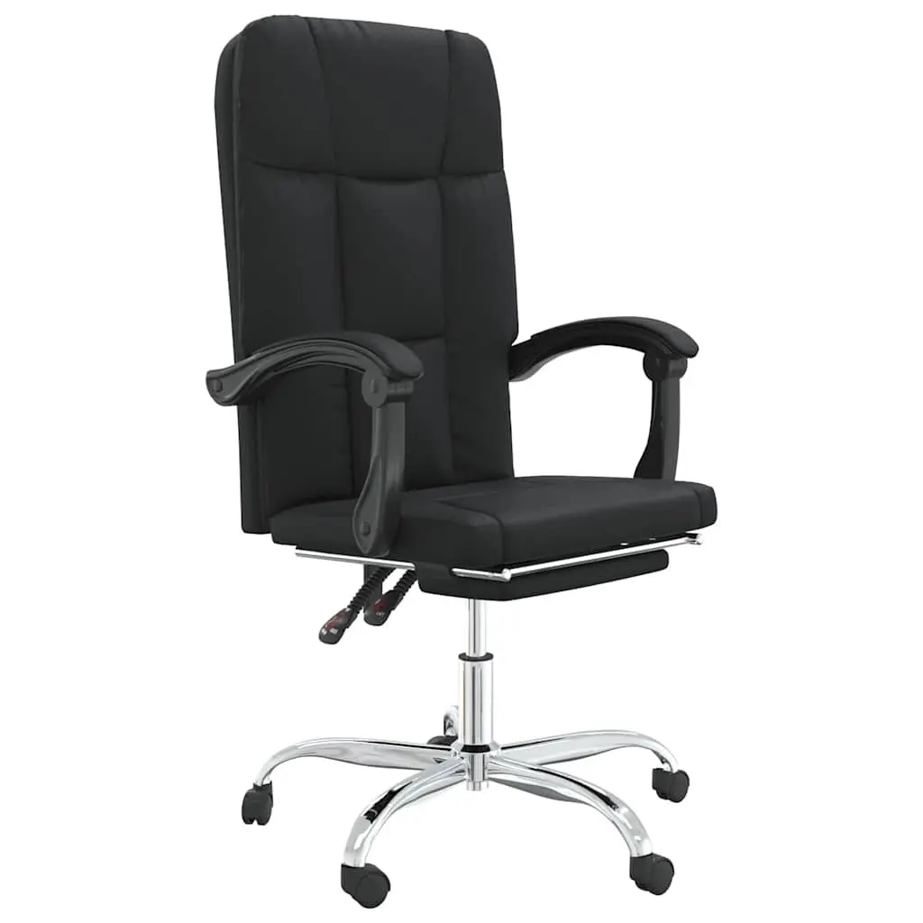 Reclining Office Chair Black Faux Leather Adjustable Height Backrest Swivel Desk