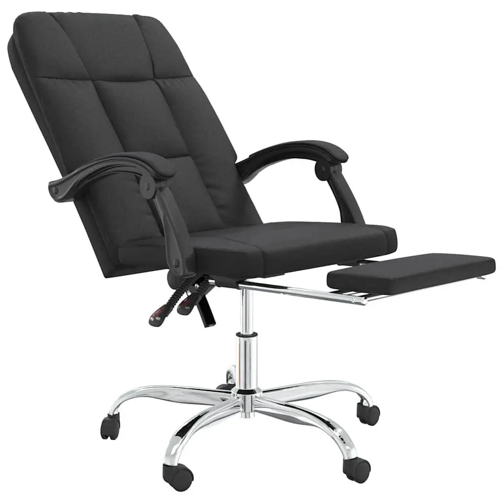 Reclining Office Chair Black Faux Leather Adjustable Height Backrest Swivel Desk