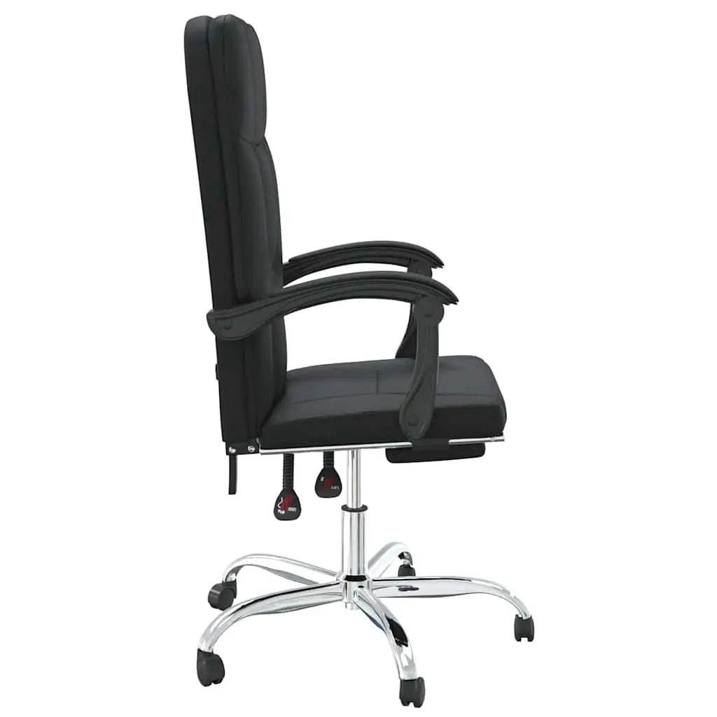 Reclining Office Chair Black Faux Leather Adjustable Height Backrest Swivel Desk