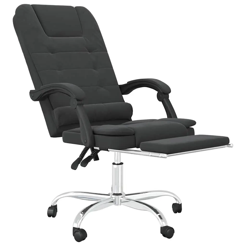 Massage Reclining Office Chair Black Ergonomic Faux Leather Adjustable Height