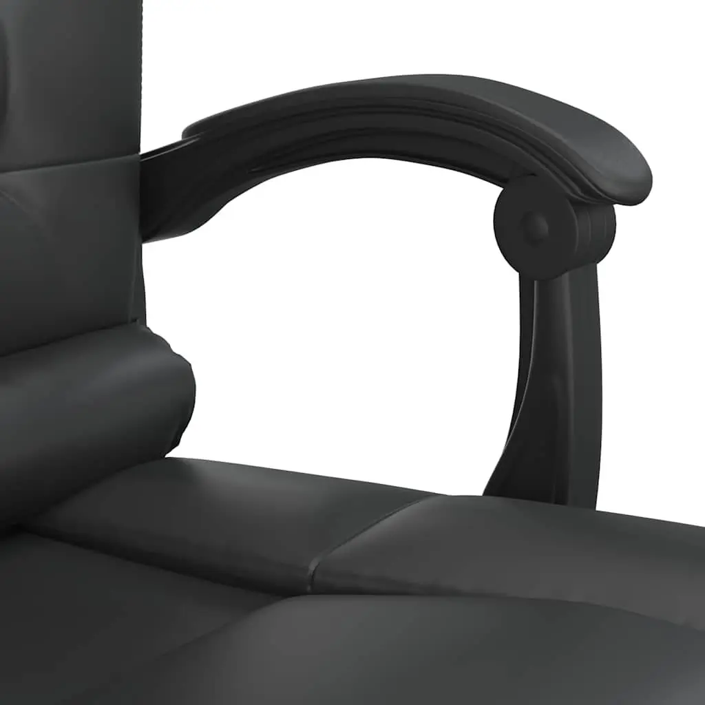 Massage Reclining Office Chair Black Ergonomic Faux Leather Adjustable Height