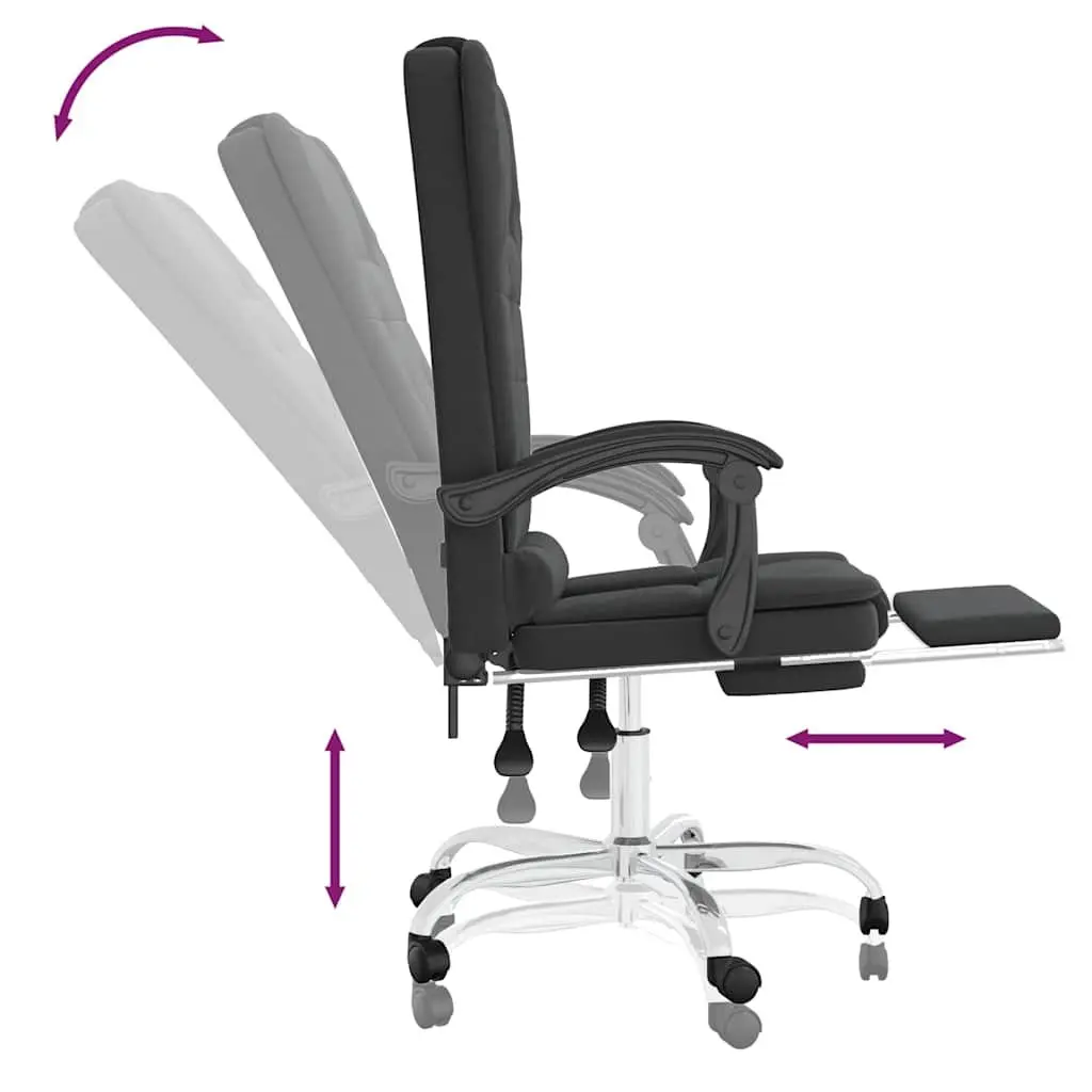 Massage Reclining Office Chair Black Ergonomic Faux Leather Adjustable Height