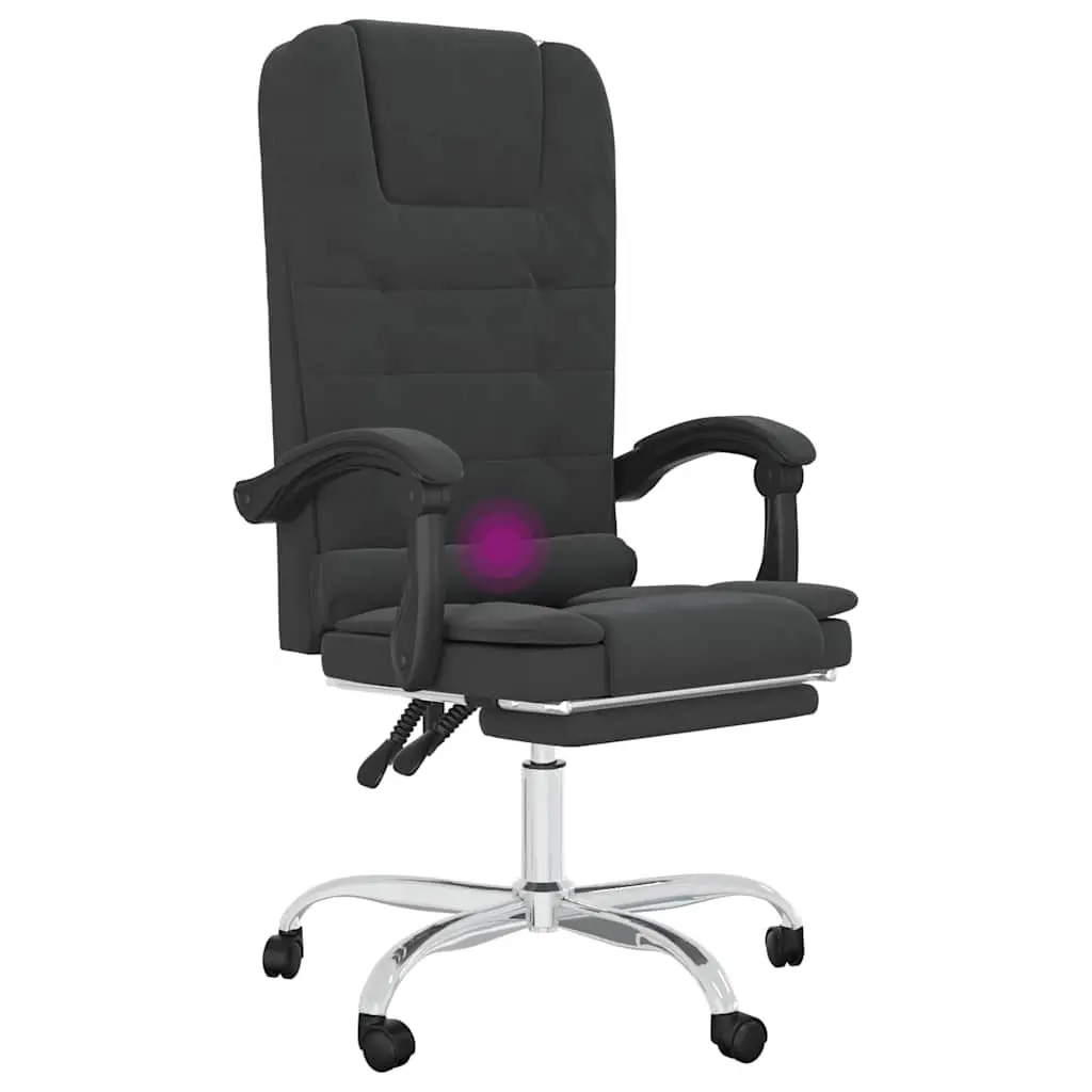 Massage Reclining Office Chair Black Ergonomic Faux Leather Adjustable Height