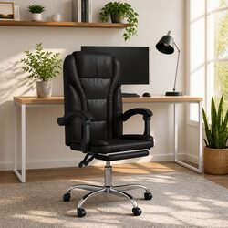 Elegant Black Faux Leather Reclining Office Chair