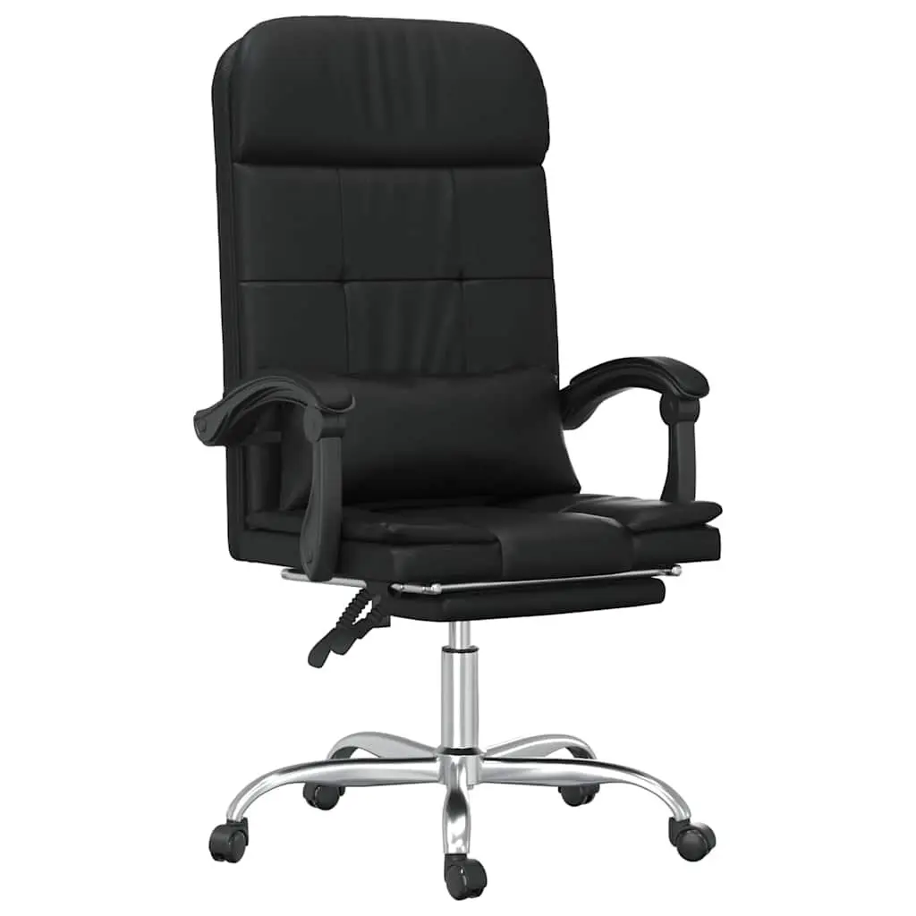 Massage Reclining Office Chair Black Faux Leather Adjustable Backrest Swivel