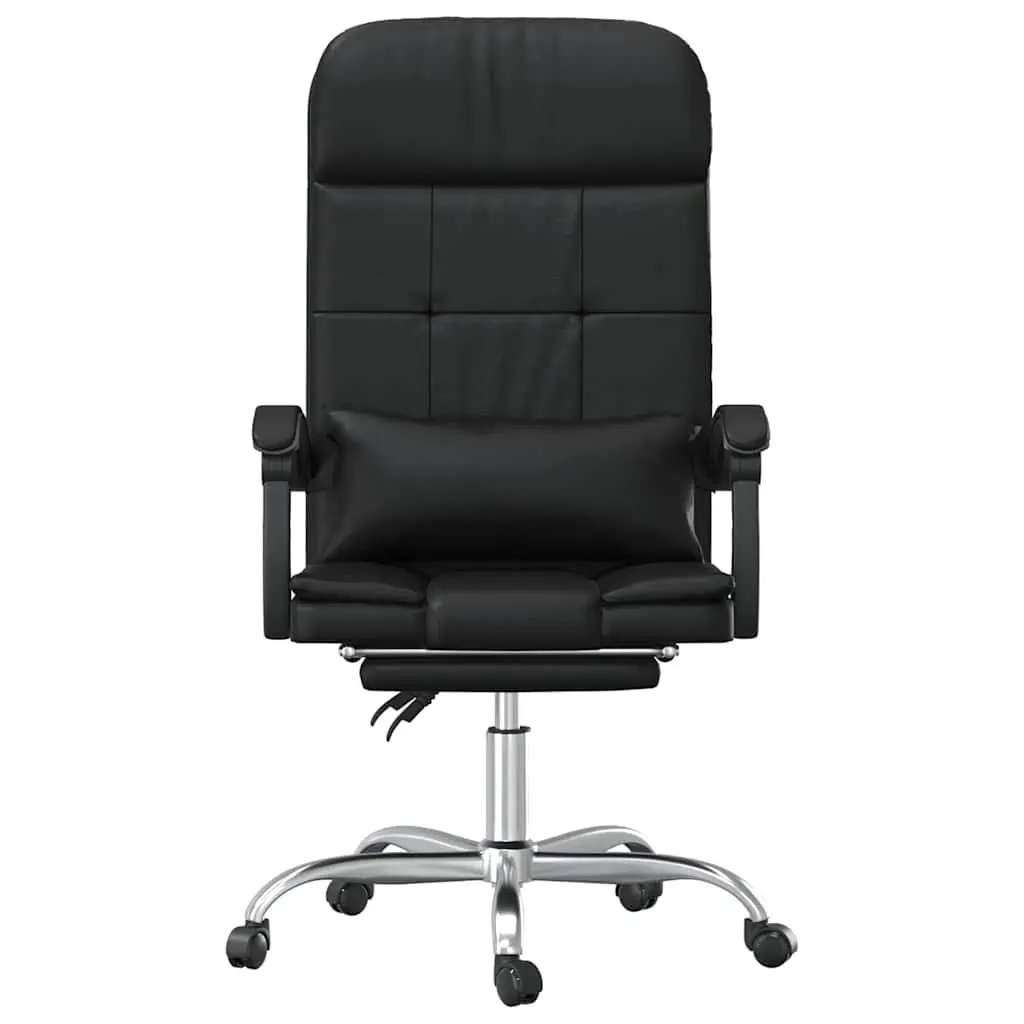 Massage Reclining Office Chair Black Faux Leather Adjustable Backrest Swivel