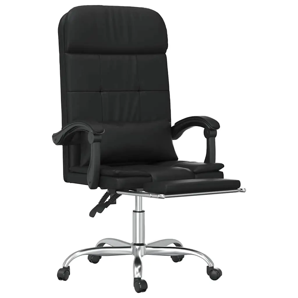 Massage Reclining Office Chair Black Faux Leather Adjustable Backrest Swivel