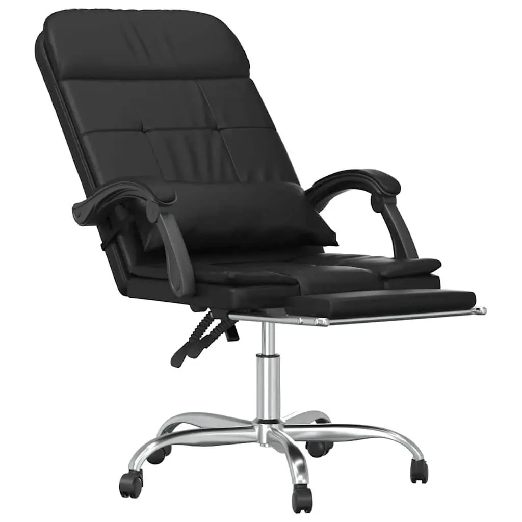 Massage Reclining Office Chair Black Faux Leather Adjustable Backrest Swivel