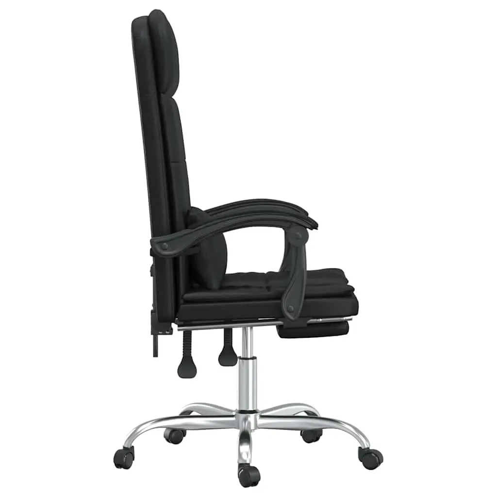 Massage Reclining Office Chair Black Faux Leather Adjustable Backrest Swivel