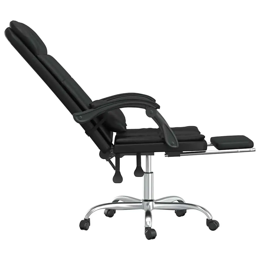 Massage Reclining Office Chair Black Faux Leather Adjustable Backrest Swivel