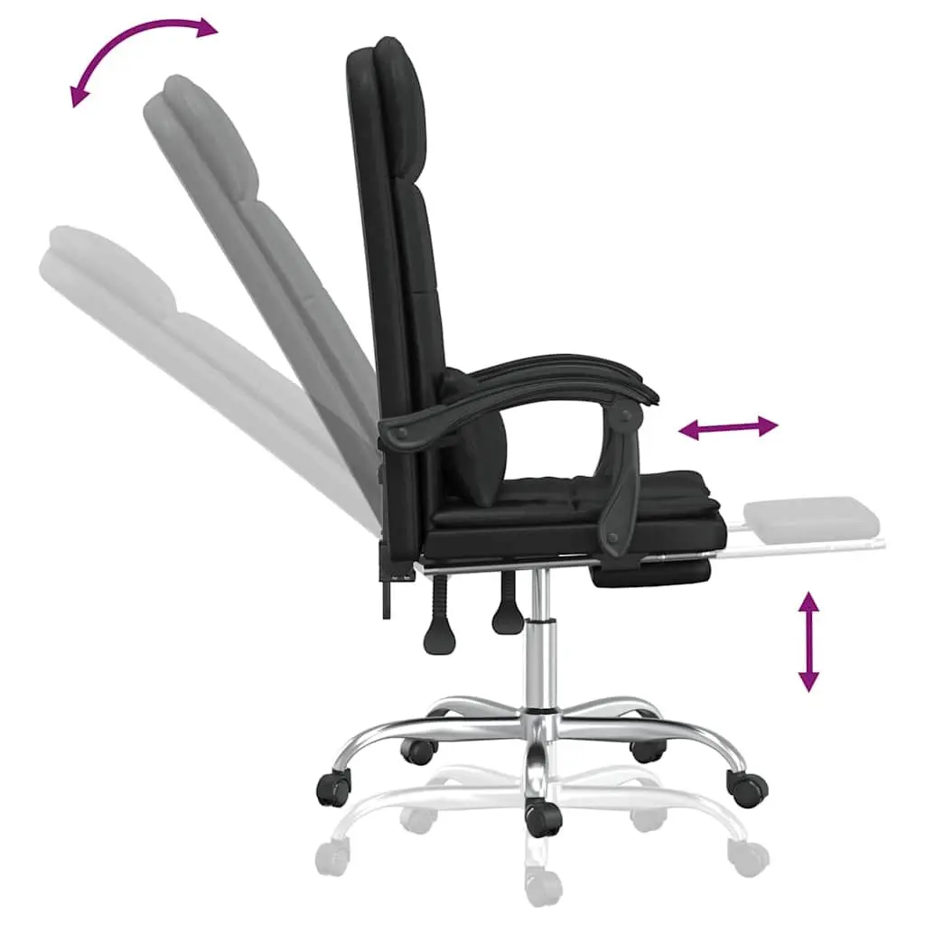 Massage Reclining Office Chair Black Faux Leather Adjustable Backrest Swivel