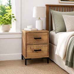 Charming Brown Solid Pinewood Bedside Cabinet