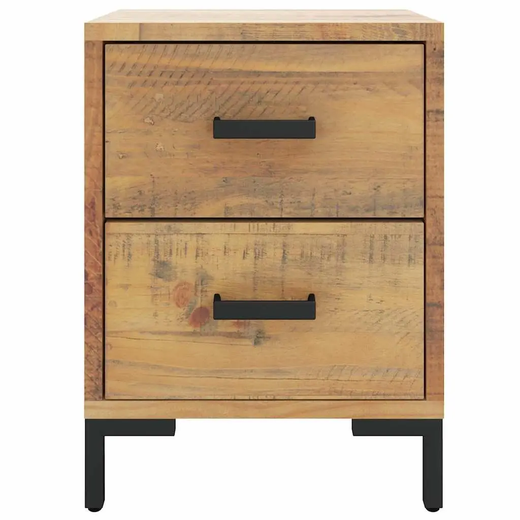 Bedside Cabinet Brown Solid Pinewood Bedroom Storage Table with Drawers