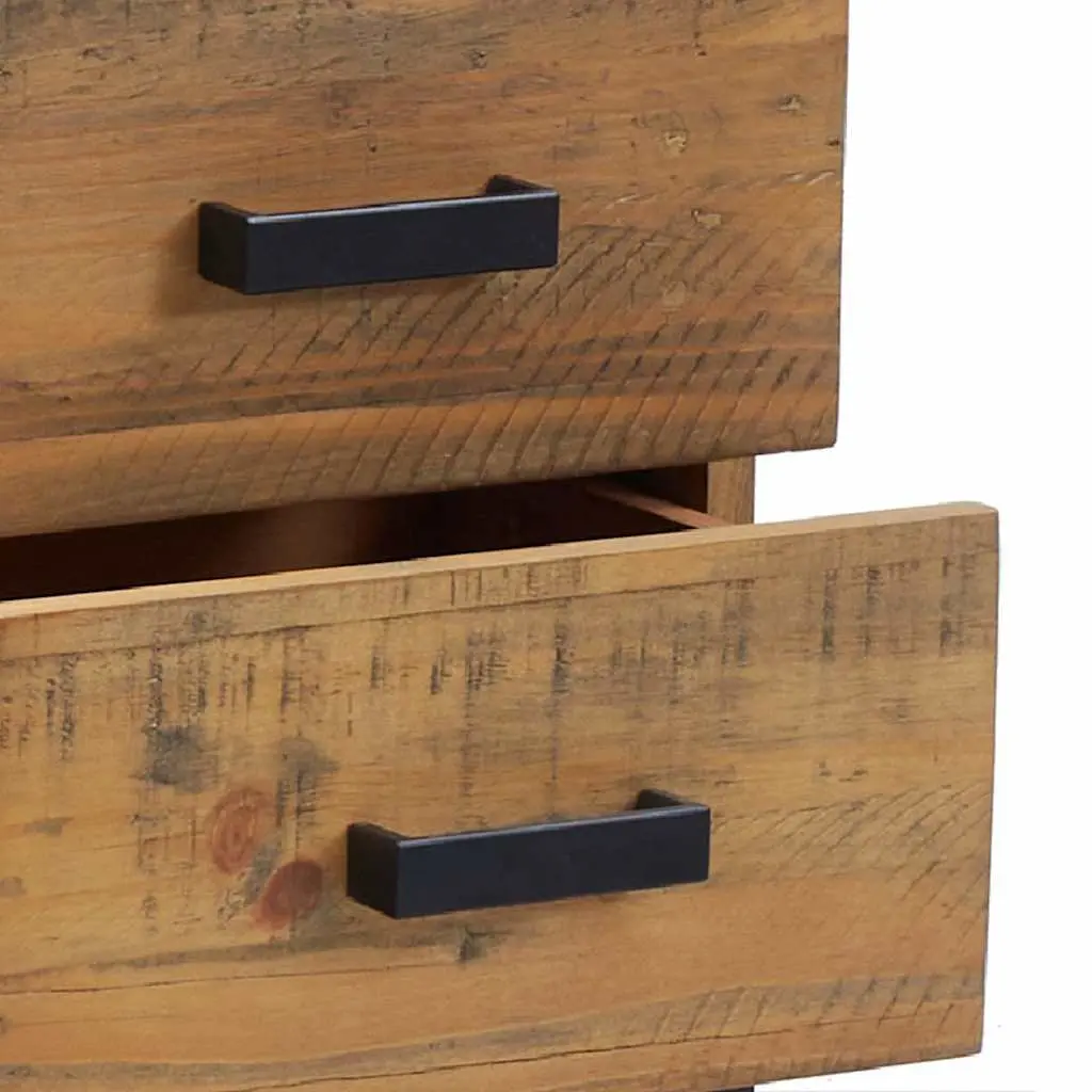 Bedside Cabinet Brown Solid Pinewood Bedroom Storage Table with Drawers