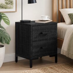 Black Bedside Cabinet 36x30x45 cm Solid Pinewood