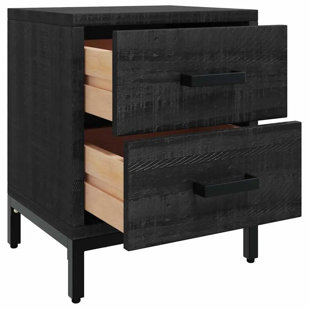 Black Bedside Cabinet 36x30x45 cm Solid Pinewood